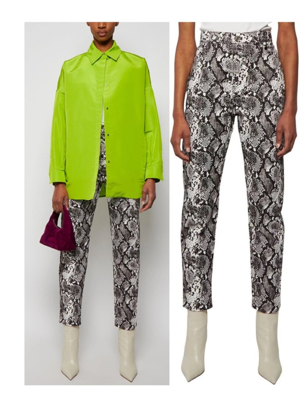 THE ATTICO Snake print twill pants jeans IT 40 US 4 S